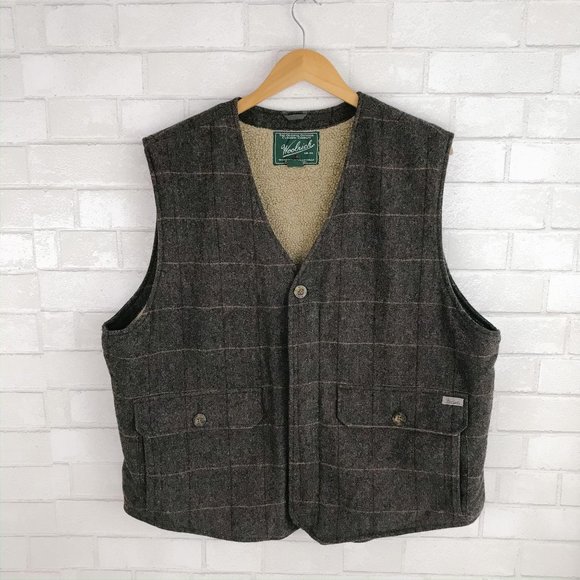 Woolrich Teton Herringbone Check Fleece Wool Vest - Picture 2 of 7